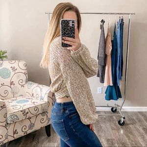 leRumi Long Sleeve Sequin Shrug Champagne Color Size Small NWT